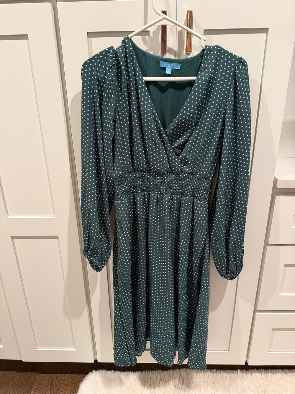 Draper James Green Polka Dot Long Sleeve Wrap Dress